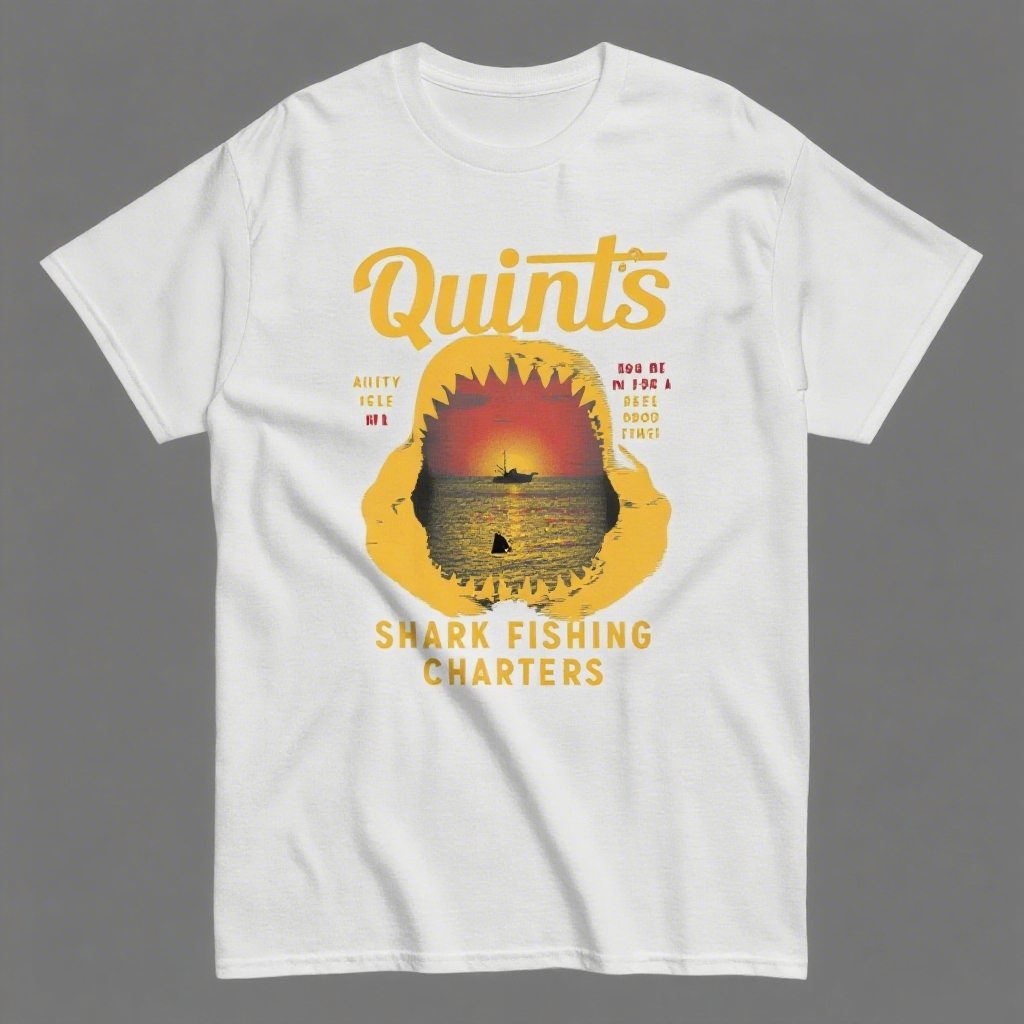 Jaws - Inspired Shark Fishing T - Shirt for American Youth