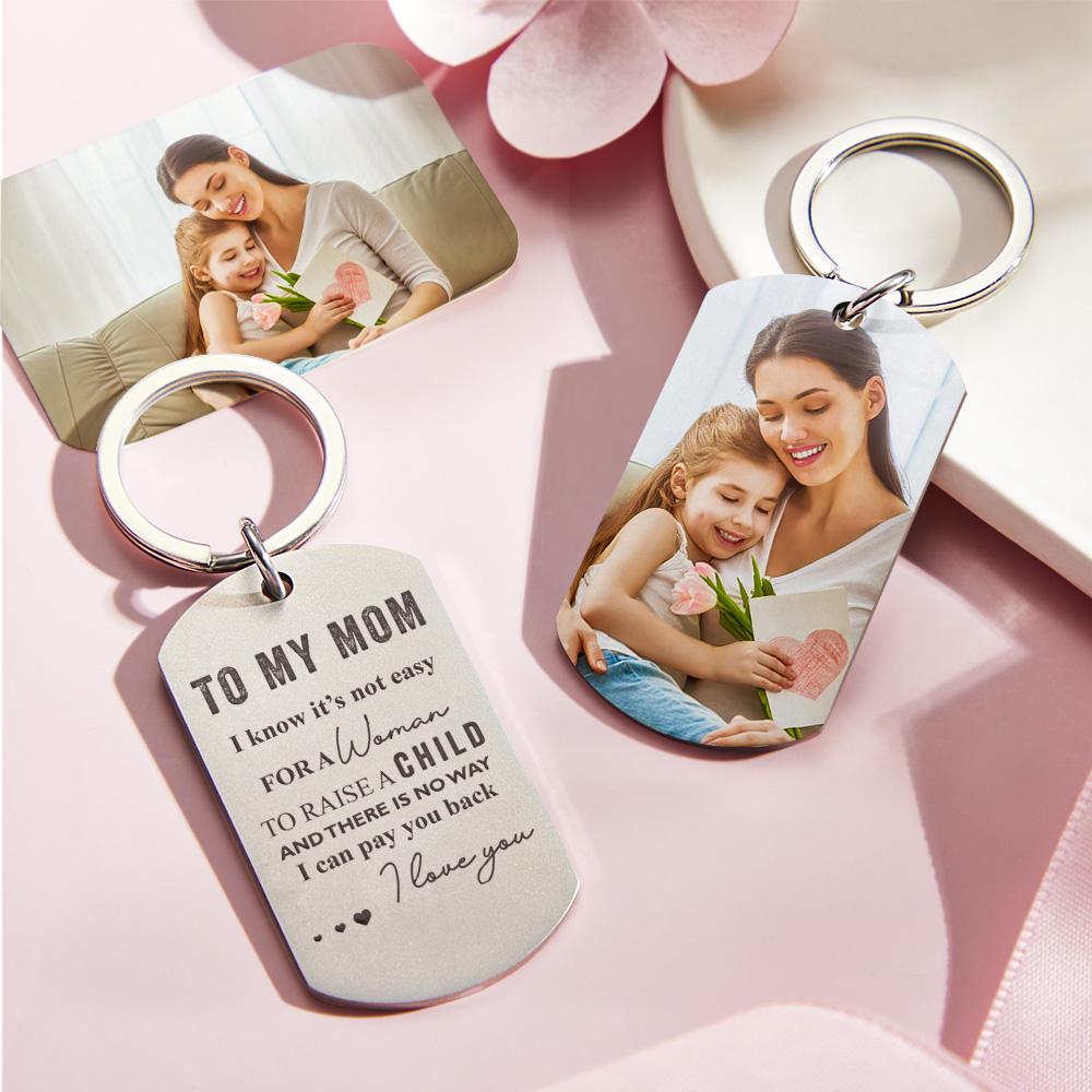 To My Mom Custom Photo Keychain Gift For Mom