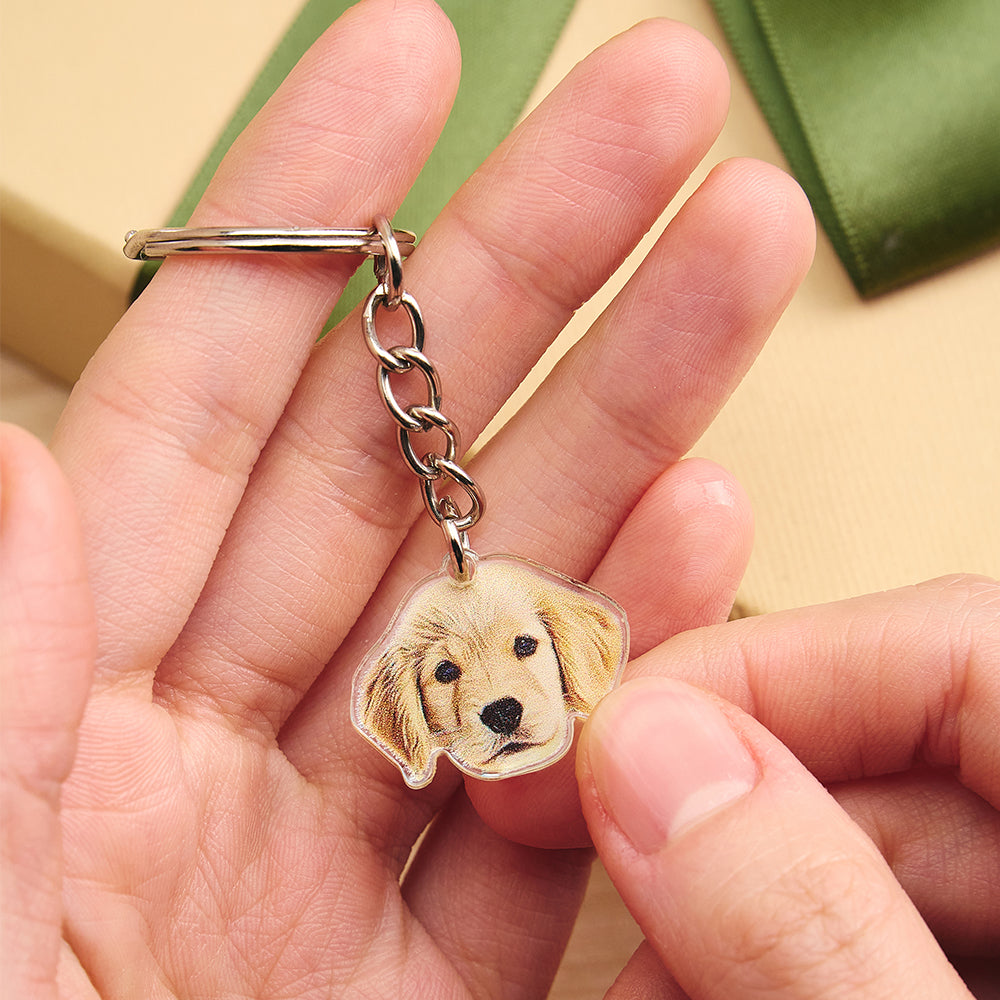 Personalized Pet Portrait Keychain Birthday Anniversary Gift for Pet Lovers