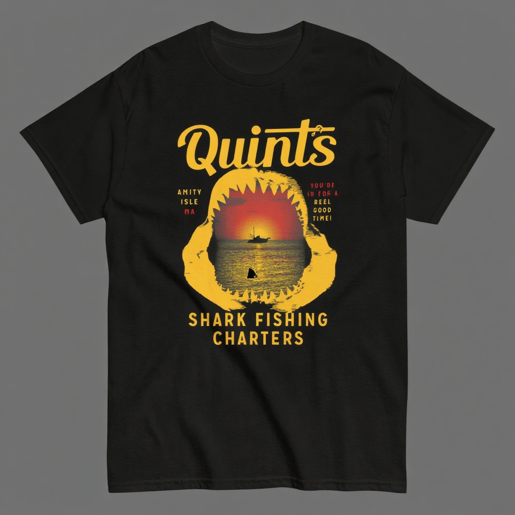 Jaws - Inspired Shark Fishing T - Shirt for American Youth