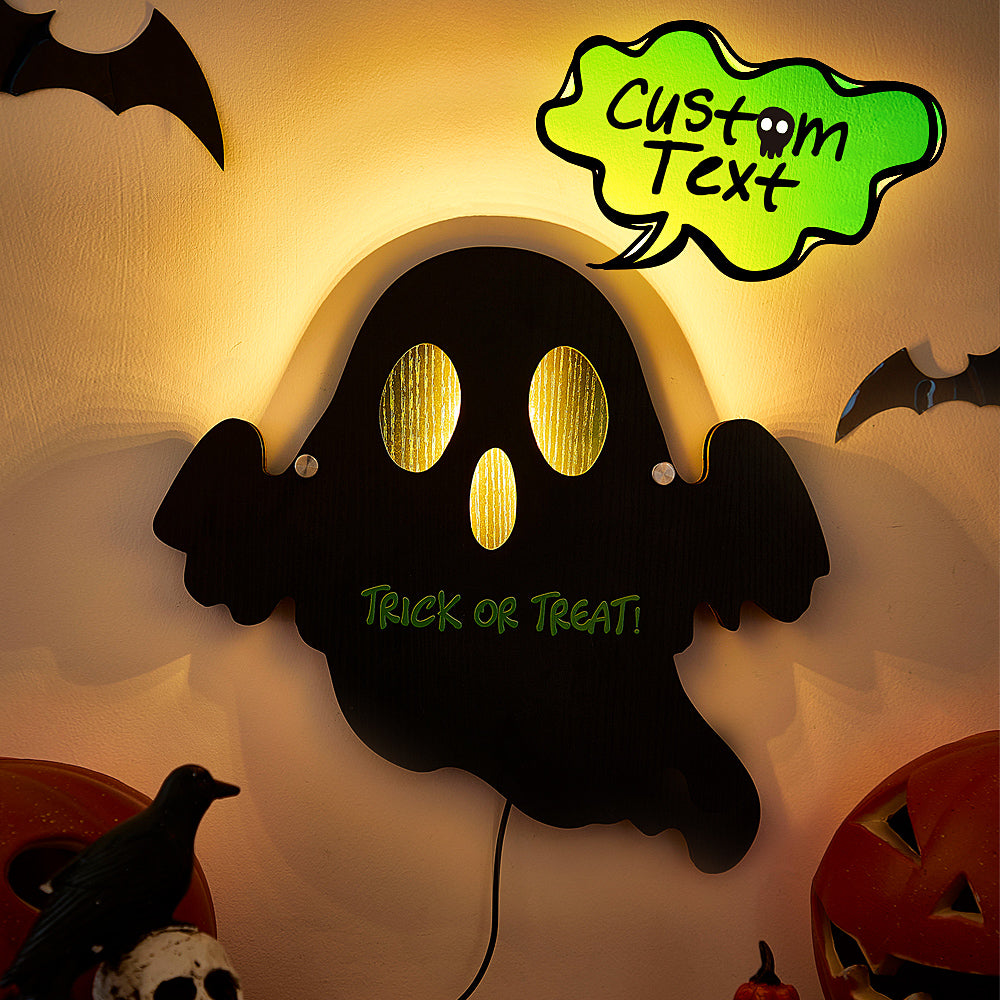 Personalized Trick or Treat Ghost Light with Text Halloween Night Light Gift for Family or Friend