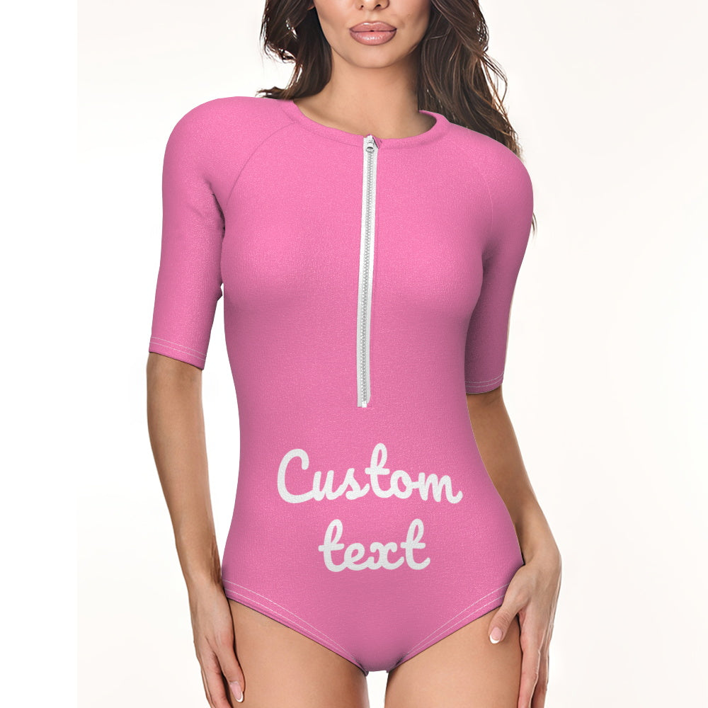 Custom Swimsuit One Piece Swimwear Personalized Half Sleeve Swimsuit
