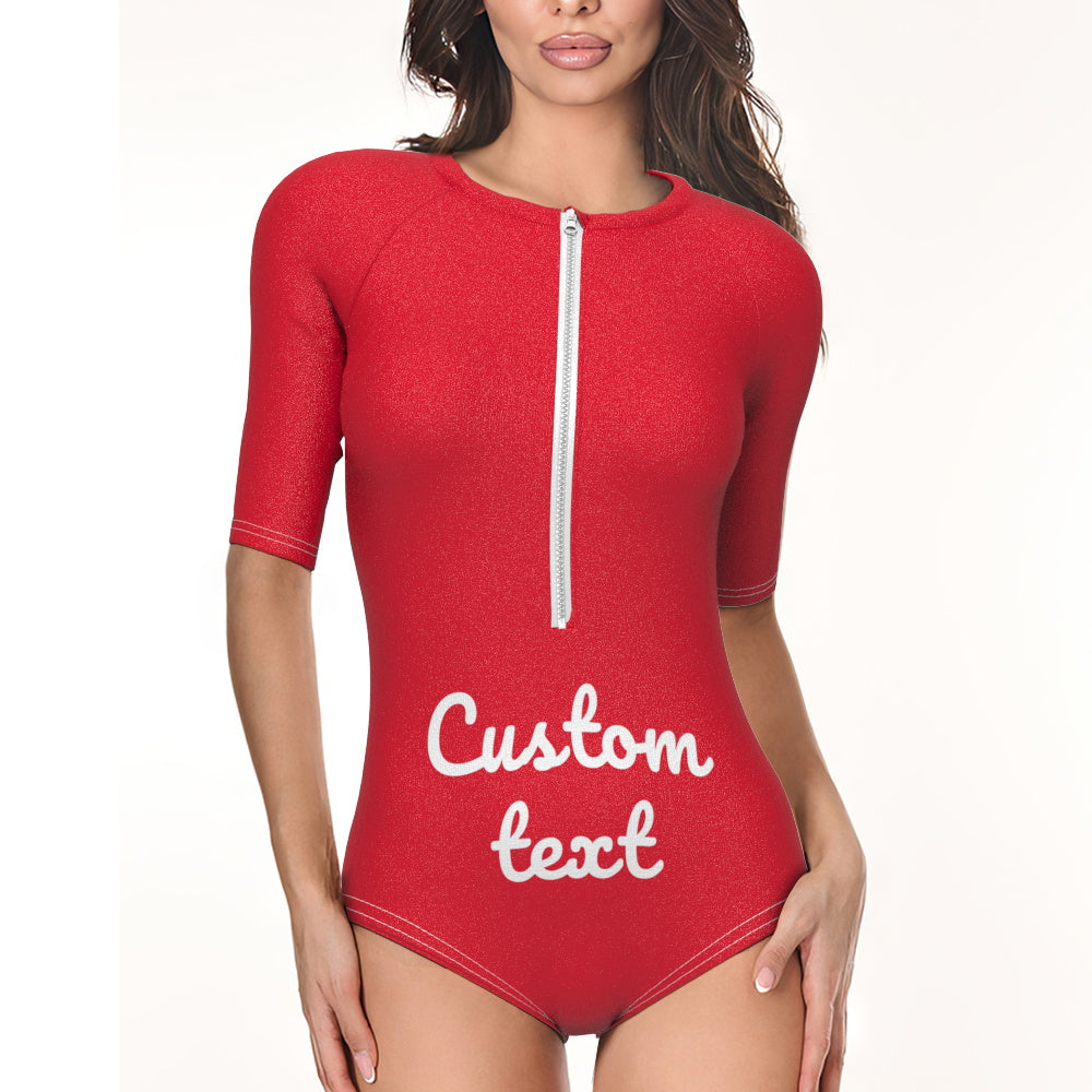 Custom Swimsuit One Piece Swimwear Personalized Half Sleeve Swimsuit