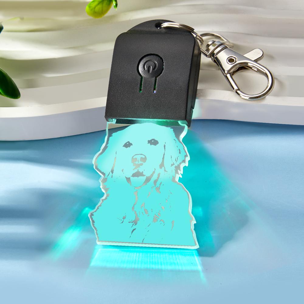 Custom Photo Keychain Colorful Lights Funny Gifts