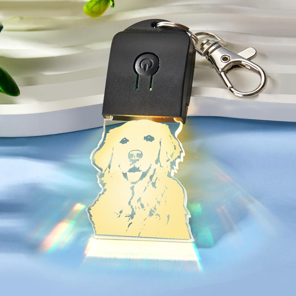 Custom Photo Keychain Colorful Lights Funny Gifts