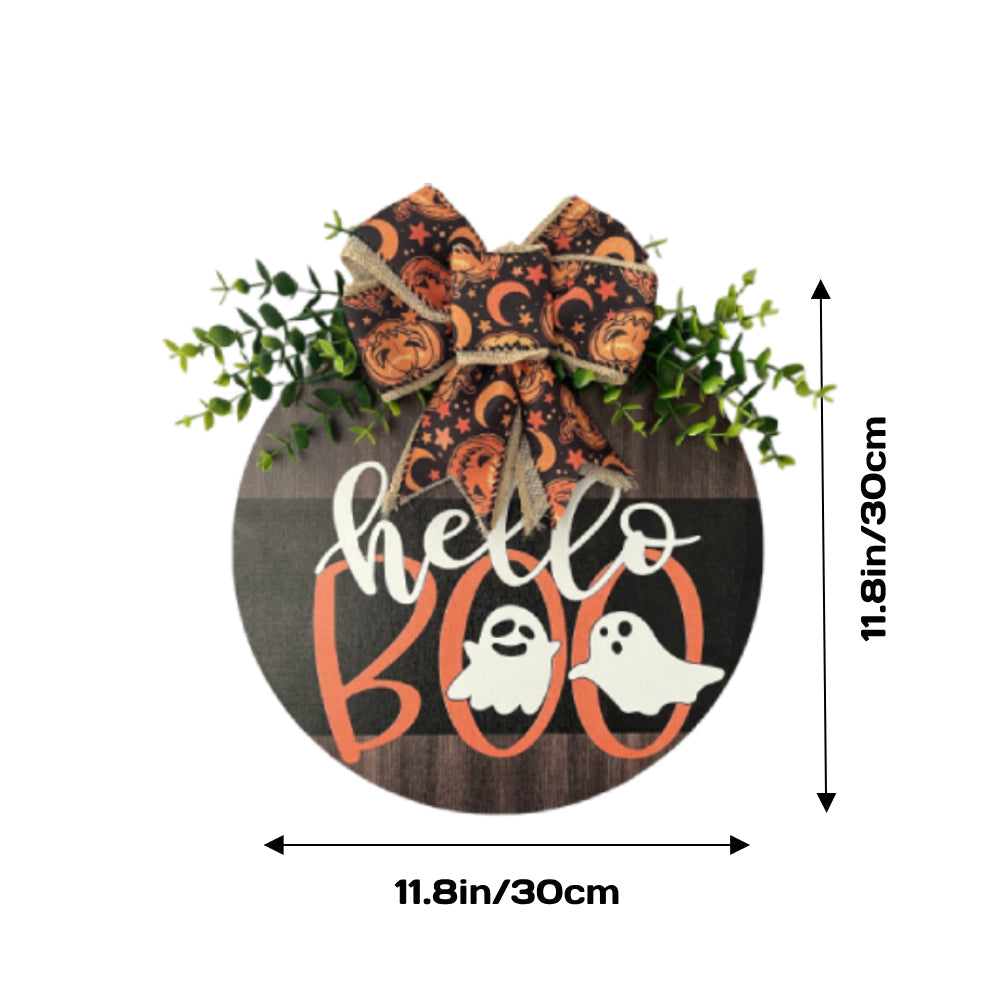 Halloween Welcome Sign for Front Door Wood Farmhouse Wreath Porch Decor Hanging Decoration Gifts