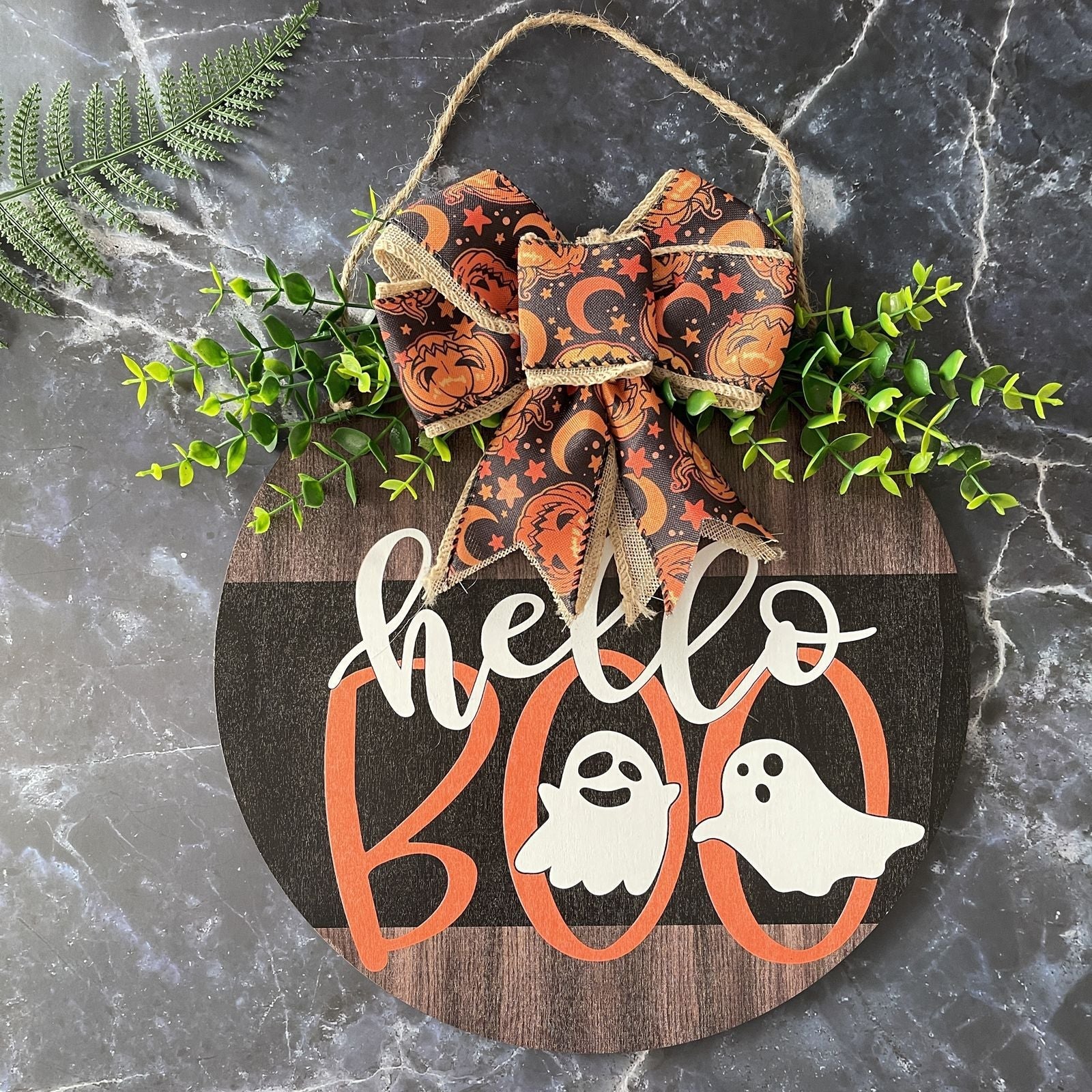 Halloween Welcome Sign for Front Door Wood Farmhouse Wreath Porch Decor Hanging Decoration Gifts
