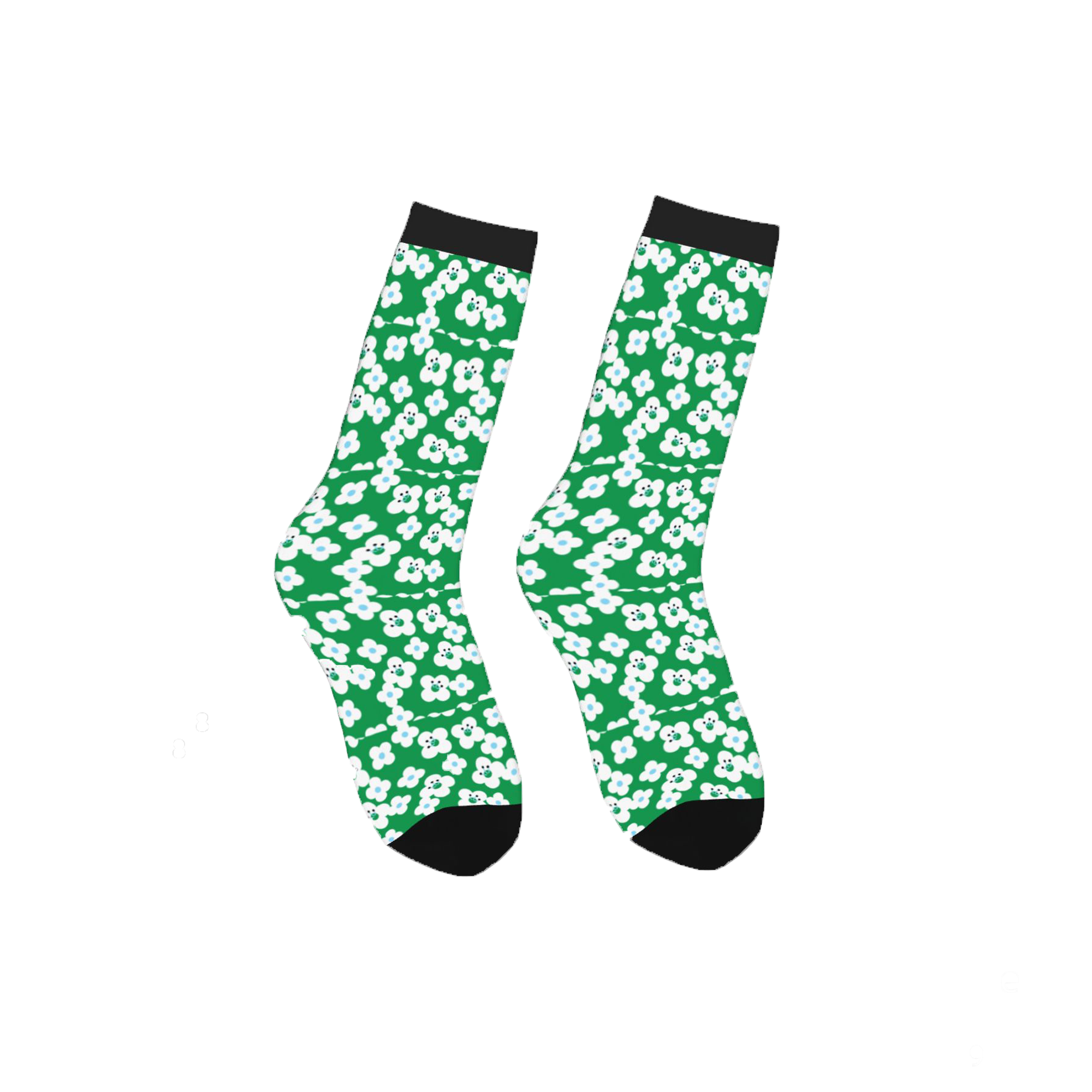 Green Cloud Blooms  Socks